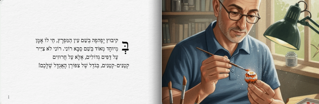 רוני צרור מצייר על חרוזים